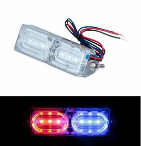 LEDツインストロボマーカー　クリア/レッド・ブルー（赤・青）　12V/24V共用　左右同時フラッシュと左右交互フラッシュを選択（534640）