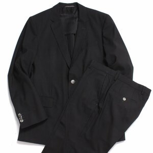 春夏物 HUGO BOSS シングル２Bスーツ Super110 size50 ブラック ヒューゴボス ノータックパンツ セットアップ