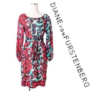 DIANE von FURSTENBERG ERIBEC シルクシフォンワンピース ダイアンフォンファステンバーグ size0 DVF