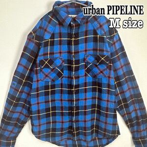 urban PIPELINE ネルシャツ チェックシャツ チェック柄 長袖 青 ブルー Mサイズ アメカジ 古着 海外古着