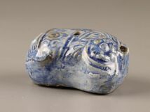 古美術 朝鮮古陶磁器 李朝 瑠璃 書道具 水滴 二点 時代物 極上品 初だし品 C2806_画像6