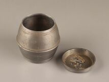 中国古玩 唐物 煎茶道具 古錫造 建水 こぼし 在印 時代物 極上品 初だし品 C3088_画像8