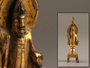 中国古玩 唐物 仏教美術 古銅造 鍍金 仏像 豆仏 時代物 極上品 初だし品 C3070