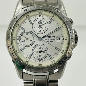 S259-Z12-19 ◎ SEIKO セイコー 7T92-0DW0 クォーツ メンズ 腕時計 クロノグラフ シルバー ホワイト文字盤 アナログ ファッション小物 ②