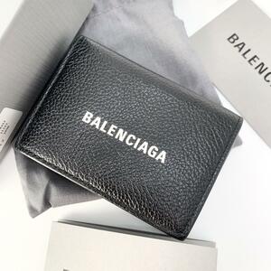 1円~【未使用級 入手困難品】BALENCIAGA バレンシアガ EVERYDAY エブリデイ 三つ折り 折り財布 札入れ ブラック 保存箱付き メンズ