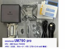 minisforum UM790 pro ストレージ：4TB増設済（Win11pro、メモリ:32GB、CPU：Ryzen7940HS）高性能ミニPC_画像1