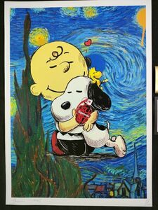 世界限定100枚 DEATH NYC アートポスター 02 SNOOPY スヌーピー チャーリーブラウン バンクシー Banksy ゴッホ 星月夜