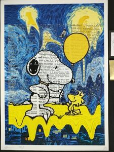 世界限定100枚 DEATH NYC アートポスター 37 SNOOPY PEANUTS スヌーピー ウッドストック 英字 星月夜 Gogh ポップアート
