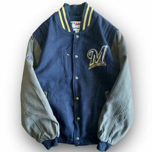 231127HSN1● Majestic (M) Wool Stadium Jacket ビンテージ vintage ウールスタジアム スタジャン ブルゾン ジャケット マジェスティック