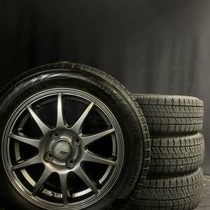 スーパーバリ山★155/65R14 ブリヂストン VRX2 スタッドレス 4.5J ＋45 4穴PCD100 アクア デイズ フィット ミラ ムーヴ ワゴンR スペーシア