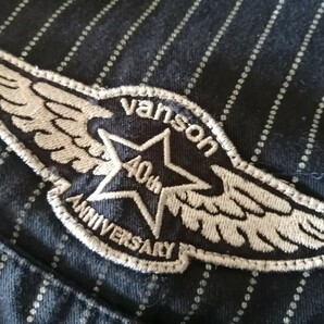 VANSON バンソン 40周年 40th 記念 ストライプ シャツ ジャケット サイズ S ライダース