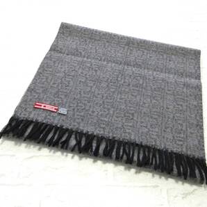 〔美品 送料込み!〕 MODULAR モジュラー グレー ジャガード織り ウール マフラー ( 毛100% 巻き物 アクセサリー プレゼント 男女兼用