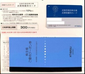 近鉄百貨店 株主優待カード クーポン券 限度額300万円 男性名義 24年5月末期限