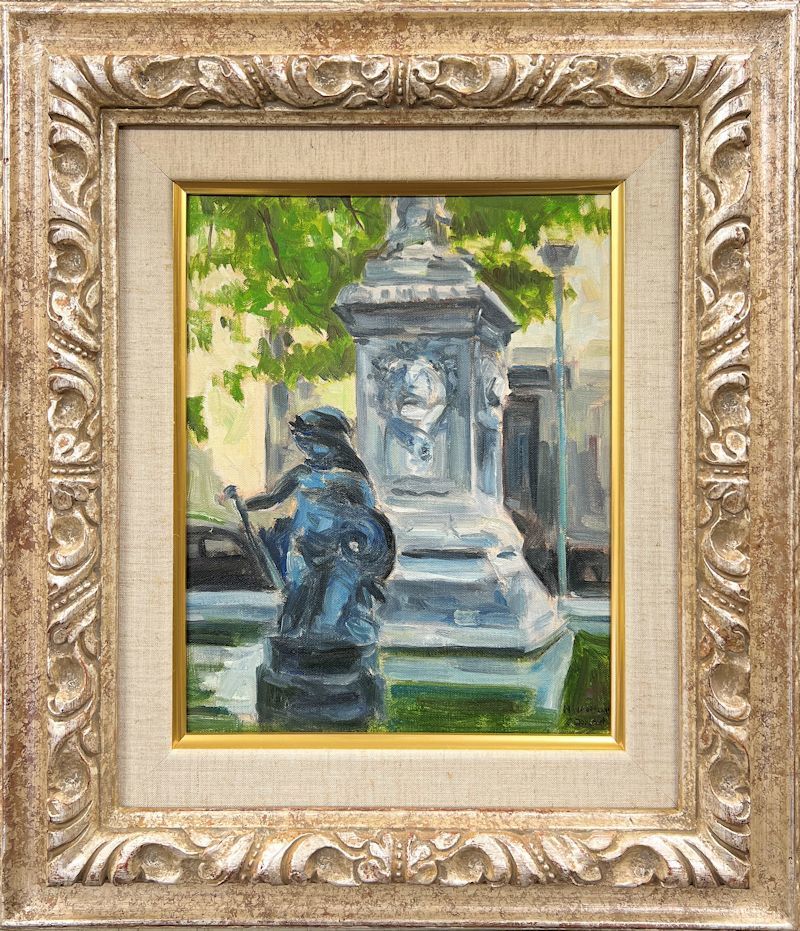 [FCP] Authenticité garantie Peinture à l'huile Hiromichi Yamada n°3 Fontaine d'Avignon *Comprend 1 aquarelle peinte à la main (26x36cm), peinture, peinture à l'huile, Nature, Peinture de paysage