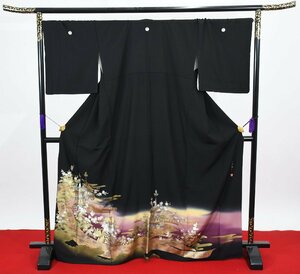 黒留袖 結婚式 紙園祭り 祇園祭 五つ紋 家紋 身丈161cm 裄丈70cm ★着物 e-783 桜庭呉服店