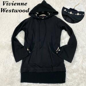 【希少】VivienneWestwood　RED LABEL　ヴィヴィアンウエストウッド　レッドレーベル　ロングパーカー　連オーブ　首元　ブラック　黒