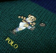 新品★POLO PALPH LAUREN★ポロ ラルフローレン★ニットマフラー★グリーン×ネイビー★ポロベア刺繍_画像2