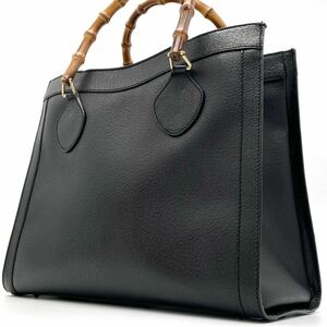 1円【極上】GUCCI グッチ メンズ ハンドバッグ トート バンブー 自立型 レザー 本革 ゴールド金具 ビジネス レザー ロゴ型押 本革 ブラック