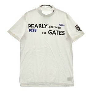 PEARLY GATES パーリーゲイツ 2022年モデル ハイネック 半袖Tシャツ ロゴ ホワイト系 4 [240101066370] ゴルフウェア メンズ