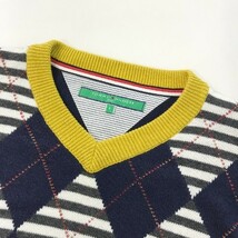 【1円】TOMMY HILFIGER GOLF トミー ヒルフィガーゴルフ Vネック ニット セーター アーガイル柄 ネイビー系 L [240101013278]_画像3