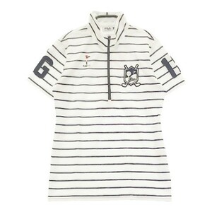 FILA GOLF フィラゴルフ ハーフジップ半袖Tシャツ ボーダー柄 ホワイト系 L [240101059950] ゴルフウェア レディース