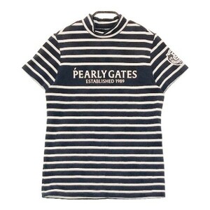 PEARLY GATES パーリーゲイツ 2022年モデル ハイネック半袖Tシャツ ボーダー柄 ブラック系 2 [240101061914] ゴルフウェア レディース