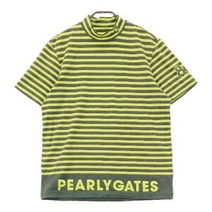 PEARLY GATES パーリーゲイツ 2021年モデル ハイネック 半袖Tシャツ ボーダー柄 イエロー系 7 [240101062280] ゴルフウェア メンズ