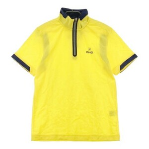 【新品】PING ピン ハーフジップハイネック半袖Tシャツ イエロー系 M [240101066769] ゴルフウェア メンズ