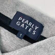 PEARLY GATES パーリーゲイツ 半袖ポロシャツ ワッペン ボーダー柄 グレー系 1 [240101066677] ゴルフウェア レディース_画像5