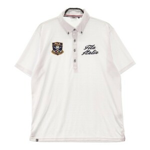 FILA GOLF フィラゴルフ 半袖ポロシャツ ボタンダウン 千鳥柄 ホワイト系 3L [240101069977] ゴルフウェア メンズ