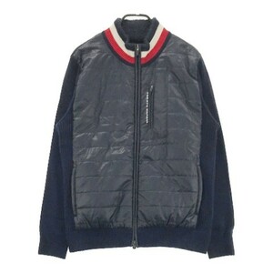 【１円】TOMMY HILFIGER GOLF トミー ヒルフィガーゴルフ ウール混 ニット切替 中綿ジャケット ネイビー系 L [240001981221]