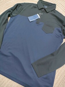 新品 定価17600 Munsingwear マンシング 長袖 ポロシャツ LL ブラック ネイビー 黒 紺 メンズ ゴルフ