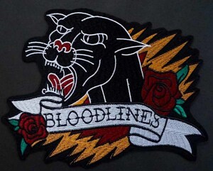  《モダンアート　黒豹薔薇》新品■《黒虎.薔薇ROSEローズ》BLOODLINES 刺繍ワッペン◇アメリカ オートバイ バイク◎ミリタリー■衣服DIY