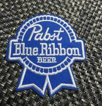 《青白BR》■Pabst Blue Ribbonパブストブルーリボンビール BEER アメリカ 刺繍ワッペン■ アメリカ■ 音楽 ミュージック◆◇◆ミリタリー_画像1