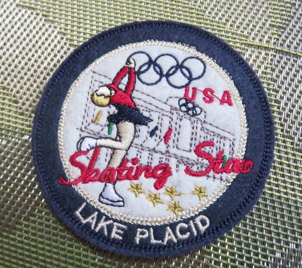 円型 氷上の女神◆新品 アメリカ 代表 USA アイススケート LAKE PLACID アメリカ フィギュアスケート刺繍ワッペン激渋■衣類・衣服DIY