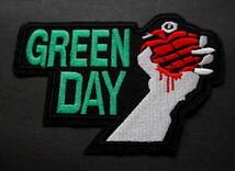 黒赤緑GD左手■新品 『GREEN DAY グリーン.ディ』アメリカ パンク・ロックバンド　刺繍ワッペン■ミュージック 音楽■ 洋服・衣類・衣服DIY_画像3