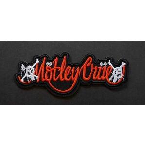 両端髑髏MC赤黒白 英語ロゴ ■新品『Motley Crue』モトリー・クルーMtley Creは、アメリカ　ヘヴィメタル・バンド 刺繍ワッペン激渋■音楽