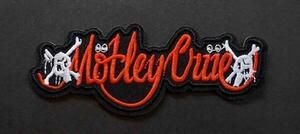 両端髑髏MC赤黒白 英語ロゴ ■新品『Motley Crue』モトリー・クルーMtley Creは、アメリカ　ヘヴィメタル・バンド 刺繍ワッペン激渋■音楽