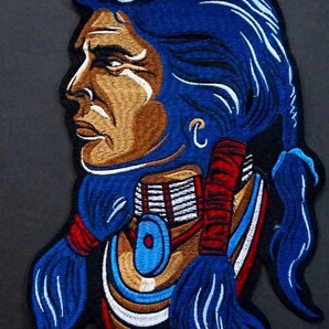 《先住民US勇敢戦士》特大■新品《インディアン アメリカ先住民 インディオ》刺繍ワッペン◇アメリカ二輪車バイク◎ミリタリー■衣服DIY