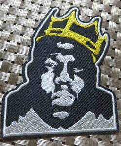 王冠◆新品ノトーリアスThe Notorious B.I.G） ビギー（Biggie）　ビッグ（BIG)　ラップ　ラッパー　ヒップホップ　刺繍ワッペン■アメリカ