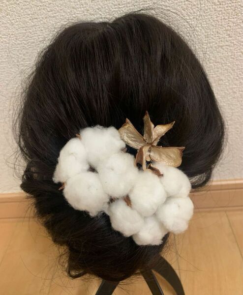 髪飾り　ヘアード　コットンフラワー　ドライフラワー