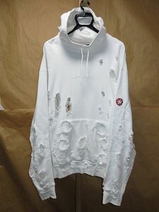 C.E CAV EMPT デストロイ クラッシュ　加工　袖　ロゴ　ワッペン　パーカー XL 白