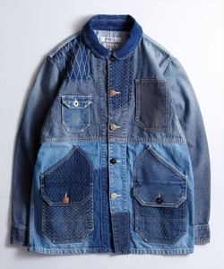 FDMTL BI COLOR COVERALL JACKET 3YR WASH　 デニム カバーオール 刺し子　剣道　インディゴ　ジャケット　1