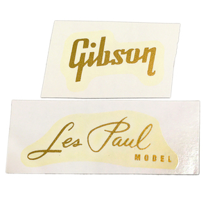 ゴールドのGibsonロゴとLes Paul MODEL水貼りデカールセット