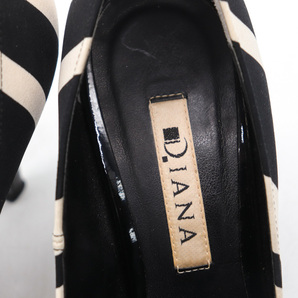 ダイアナ パンプス ボーダー フラワーモチーフ ハイヒール 日本製 ブランド シューズ 靴 レディース 22.5cmサイズ ブラック DIANAの画像3