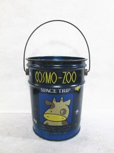 【平成レトロ 80年代 COSMO-ZOO ウシ 蓋・取っ手付き バケツ缶】ファンシーレトロ/ファンシーグッズ/レトロポップ/缶/バケツ/コスモズー/牛