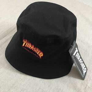 THRASHER スラッシャー FLAMEデザインバケットハット 帽子 ブラック