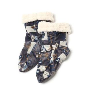 niko and... ニコアンド オリジナルエスニック柄ルームソックス 靴下 チャコールグレー スリッパ 冷え対策 冷え性