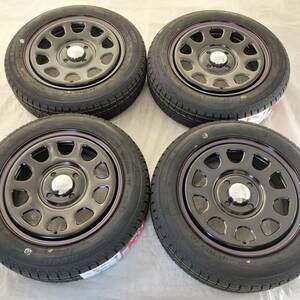 即納OK デイトナ 14-5.0J＋42 4-100 ブラック スタッドレス付4本SET 155/65R14 2023年製 ILINK 軽自動車用 NBOX エブリイ(W2119-1)