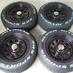 新品 デイトナ 15-7.0J＋19 5-114.3 ブラック タイヤ付4本SET 195/65R15 ホワイトレター JOYROAD SRS SPORTS (W0015)